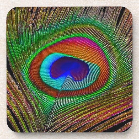鮮やか銅孔雀 コースター (正面)
