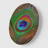 鮮やか銅孔雀 ラージ壁時計 (傾斜)