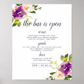 鮮やか開花の結婚バーメニュー記号 ポスター (正面)