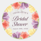 鮮やか開花マーブルブライダルシャワー ラウンドシール (正面)