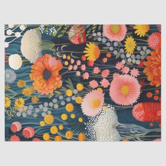 鮮やか開花ワイルドフラワーの絵を描デコパージュ 薄葉紙 (正面)