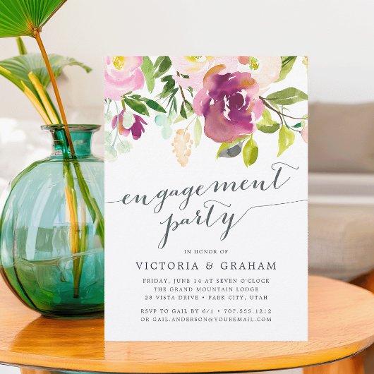 鮮やか開花婚約パーティ招待状 招待状