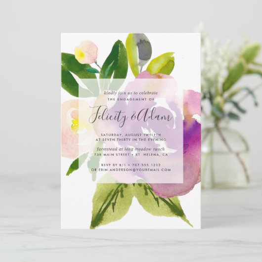 鮮やか開花婚約パーティ招待状 招待状 (スタンド正面)