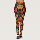 鮮やか開花民俗全体プリント レギンス (裏面)