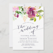 鮮やか開花水彩フローラ結婚式招待状 招待状 (正面)
