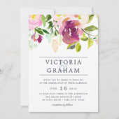 鮮やか開花水彩フローラ結婚式招待状 招待状 (正面)