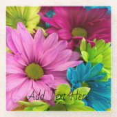 鮮やか開花-カラフルフローラ ガラスコースター (正面)