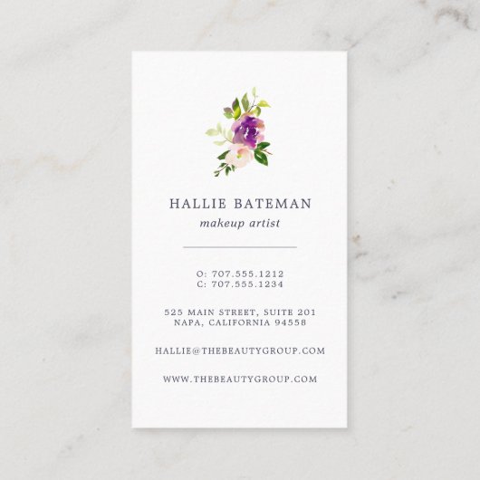 鮮やか開花 |水モダン色フローラ垂直 名刺 (裏面)