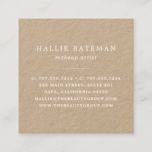 鮮やか開花 |水素朴色フローラクラフト スクエア名刺 (裏面)