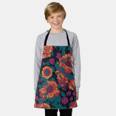 鮮やか開花：燃えるようなフローラ交響曲 エプロン (着用した状態)