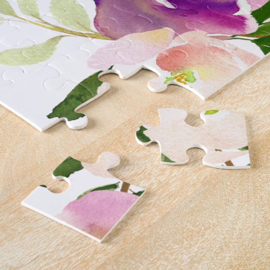 鮮やか開花 |私のパーソナライズされた花の女の子にする ジグソーパズル (側面)
