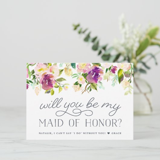 鮮やか開花 |私のメイド・オブ・オーナー(花嫁付き添い人) 招待状 (スタンド正面)