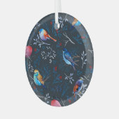 鮮やか鳥：ガウアッシュのダークエレガンス ガラスオーナメント (正面左)