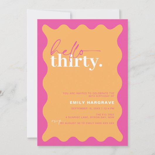 鮮やか30歳の誕生日パーティー 招待状 (正面)