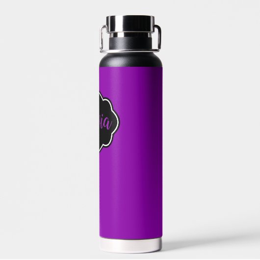 鮮やか、はっきりした明るい赤紫色紫パーソナライズされた ウォーターボトル (背面)