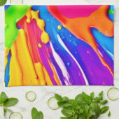 鮮やか（ばちゃばちゃ）跳ねるカラーバーストデザイン キッチンタオル (折り畳み)