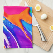 鮮やか（ばちゃばちゃ）跳ねるカラーバーストデザイン キッチンタオル (四つ折り)