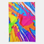 鮮やか（ばちゃばちゃ）跳ねるカラーバーストデザイン キッチンタオル (縦)
