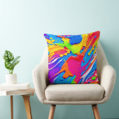 鮮やか（ばちゃばちゃ）跳ねるカラーバーストデザイン クッション (椅子)