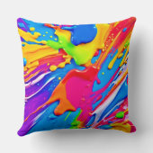 鮮やか（ばちゃばちゃ）跳ねるカラーバーストデザイン クッション (裏面)