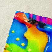 鮮やか（ばちゃばちゃ）跳ねるカラーバーストデザイン ビーチタオル (インサイチュ)