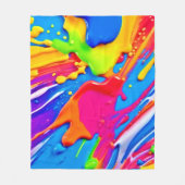 鮮やか(ばちゃばちゃ)跳ねるカラーバーストデザイン フリースブランケット (正面)