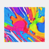 鮮やか(ばちゃばちゃ)跳ねるカラーバーストデザイン フリースブランケット (正面(横))