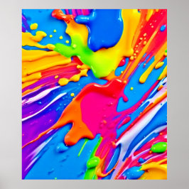 鮮やか（ばちゃばちゃ）跳ねるカラーバーストデザイン ポスター