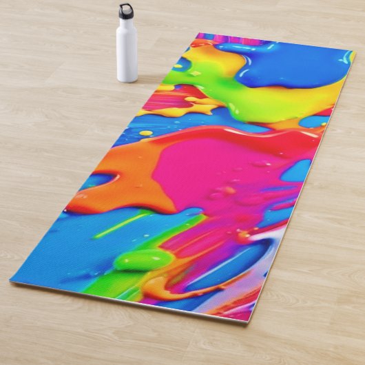 鮮やか（ばちゃばちゃ）跳ねるカラーバーストデザイン ヨガマット (インサイチュ)