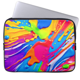 鮮やか（ばちゃばちゃ）跳ねるカラーバーストデザイン ラップトップスリーブ