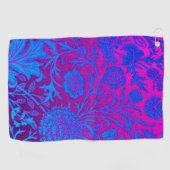 、鮮やか、アールヌーボー、ウィリアム・モリス、紫色グラデーション、 ゴルフタオル (横)