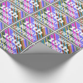 鮮やか、カラフルの第18誕生日 + 名前をカスタムする ラッピングペーパー (角)