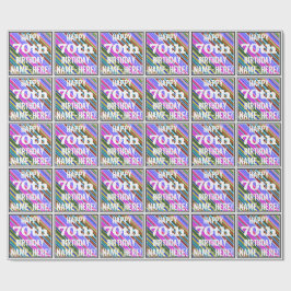 鮮やか、カラフルの第70誕生日 + 名前をカスタムする ラッピングペーパー