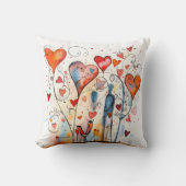 鮮やか&カラフルハート |幸せ クッション (正面)
