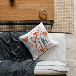 鮮やか&カラフルハート |幸せ クッション
