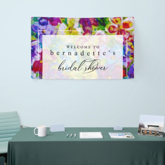 鮮やか、カラフルフローラブライダルシャワー 横断幕 (トレードショー)