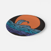 鮮やか、カラフル海波と夕日 ペーパープレート (アングル)