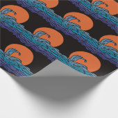 鮮やか、カラフル海波と夕日 ラッピングペーパー (角)