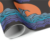 鮮やか、カラフル海波と夕日 ラッピングペーパー (ロールコーナー)