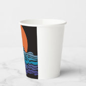 鮮やか、カラフル海波と夕日 紙コップ (左)