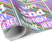 鮮やか、カラフル2回目の誕生日+名前をカスタムする ラッピングペーパー (ロールコーナー)