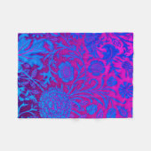 鮮やか、グラデーションアールヌーボー、ウィリアム・モリス、紫、 フリースブランケット (正面(横))