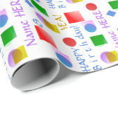 鮮やか,パーソナライズされたキッカラフルドハッピーバースデー ラッピングペーパー (ロールコーナー)