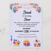 鮮やか&フェスティバル誕生祝い招待状 招待状 (正面/裏面)