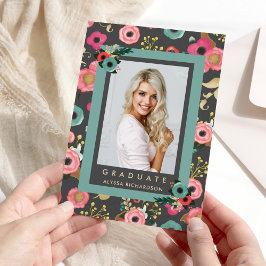 鮮やか | フォト卒業パーティー招待状グレー 招待状