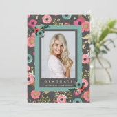 鮮やか | フォト 卒業パーティー 招待状 グレー (スタンド正面)