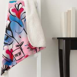 鮮やか、フローラハート、花モノグラム シェルパブランケット