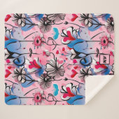 鮮やか、フローラハート、花モノグラム シェルパブランケット (正面(横))