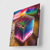 "鮮やか-数々のcolor Wall Clock Cube: Time in Techn スクエア壁時計 (傾斜)