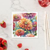 鮮やか《植物》百日草開花抽象芸術水色 スタンダードカクテルナプキン (インサイチュ)